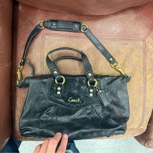 Coach Black Leather Ashley Piton Good Condition Used